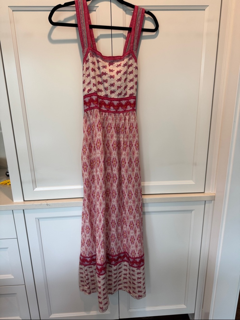 Faherty Pink Patterned Maxi Dress with Wide Straps